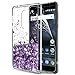 Nokia 6 Case,Nokia 6 Liquid Case with HD Screen Protector for Girls Women,LeYi Cute Shiny Glitter Moving Quicksand Design Clear TPU Protective Phone Case Cover for Nokia 6 ZX Purple