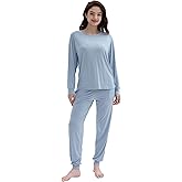 Joyaria Viscose Made from Bamboo Pajamas for Women Long Sleeve Jogger Pjs Set with Pocket &Drawstring