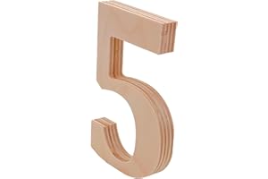 WOODEN LETTER STORE Thick 4” Tall Wooden Number 5 – 1/2” Thick Baltic Birch – Paintable DIY Decor, Signs & Crafts - Pack of 1