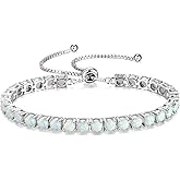 FANCIME Birthstone Bracelet Jewelry for Women Sterling Silver Tennis Bracelet Classic Bolo Adjustable Chain Fine Jewelry Anniversary Birthday Gifts for Women Mom Wife Her