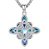 LOOVE Pentagram Necklace Sterling Silver Triple Moon Goddess/Celtic Knot Witches Knot/Ankh/Sun and Moon/Hecate/Lilith/Santa Muerte/Tetragrammaton Pendant Necklace Pagan Wiccan Magic Egyptian Amulet Jewelry for Women Men