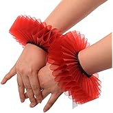 GRACEART Elizabethan Dickens Ruff Neck Clown Collar Elizabeth Wrist Ruffs Ruffle Cuff Arm Bands