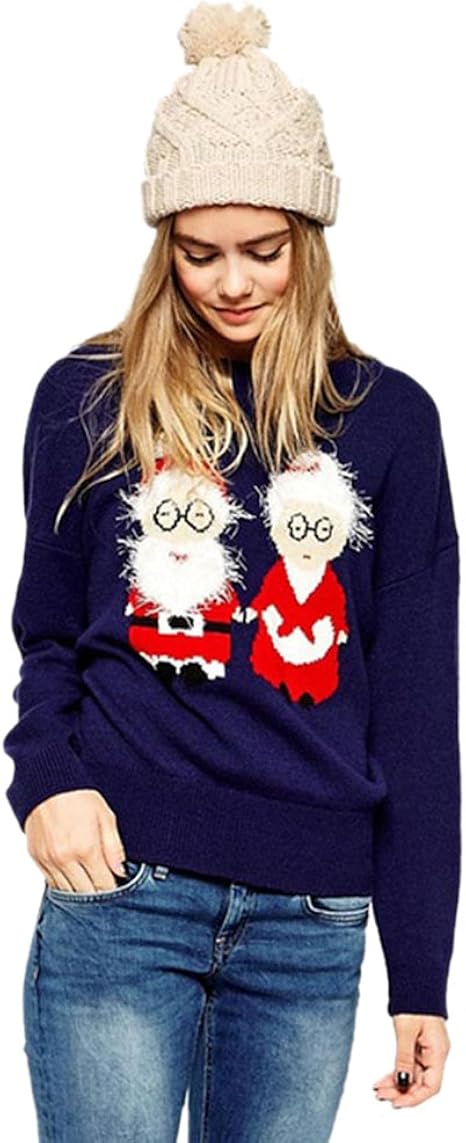 Amazon.com: Urban Fashion Women's Christmas Mr and Mrs. Claus Sweater (L): Clothing