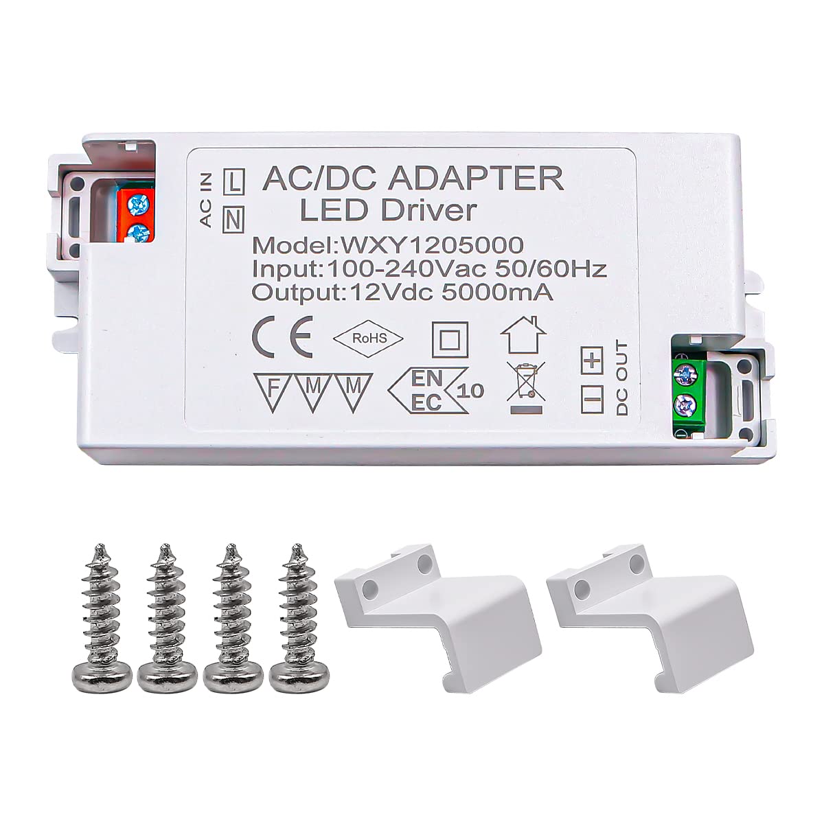 Namvo 12V LED Driver 60W 5A Constant Voltage Driver Adapter Low Voltage Transformers for DIY Light Strips LED Bulbs and Ring Doorbell