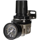 Stainless Steel Air Compressor Pressure Regulator Airtac AR2000 1/4'' PT with Bracket and Gauge 0-160 PSI Adjustable