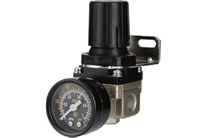 QRYDWQ Stainless Steel Air Compressor Pressure Regulator Airtac AR2000 1/4'' PT with Bracket and Gauge 0-160 PSI Adjustable