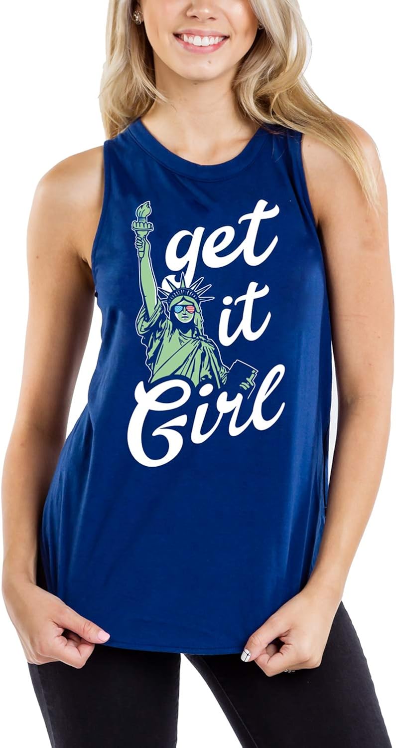 Tipsy Elves Women's Fun and Bright Patriotic Summer Tank Tops: Clothing