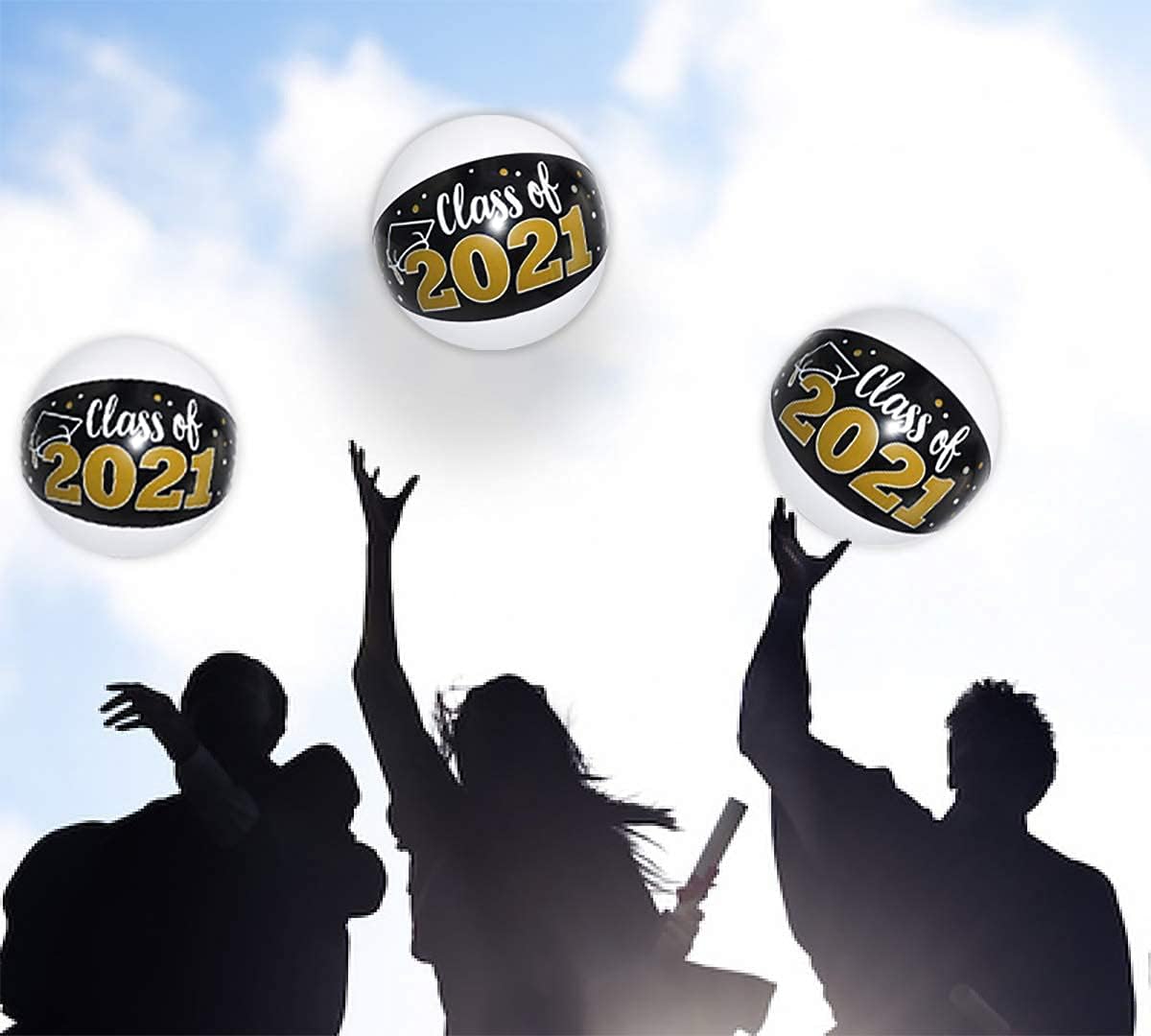 12 Pcs Graduation Beach Balls Class of 2021 - 11" Graduation Party Favors, Grad Party Supplies 2021 , Kindergarten Graduation Party Favors Gifts for Kids Seniors Teens Adults by 4E's Novelty: Sports & Outdoors