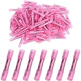 100 Pieces Heat Shrink Butt Connectors Kit, 22-16 AWG Red Insulated Waterproof Electrical Wire Connectors Automotive Wire Cri