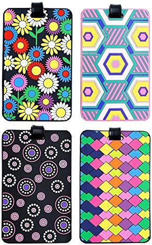 NDHT Set of 4 PVC Luggage Tags Suitcase ID Lables Travel Baggage Tags Business Card Holder