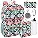 Girl's 6 in 1 Backpack Set With Lunch Bag, Pencil Case, Bottle, Keychain, Clip (Hearts)