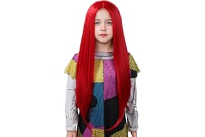 MUPUL Red Hair Wig For Kids Girls Long Straight Red Wig Cosplay Halloween Costumes Wigs For Kids