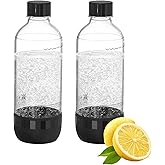 PinPure Soda Maker Bottles, BPA-Free Reusable Soda Bottles (2-Pack), 1L Leakproof Carbonated Water Bottles with Secure Seal, Compatible with Most Soda Makers Black