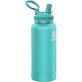 Takeya Pickleball Stainless Steel Insulated Water Bottle with Choice of Lid and Carry Handle, 32 Ounce, Dropshot Teal