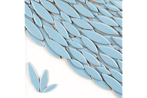 ZWCT 200g Ceramic Mosaic DIY Set Colorful Petal Ceramics Leafy Vein Mosaic Tiles Craft Materials Mosaic Art Materials - Light Blue
