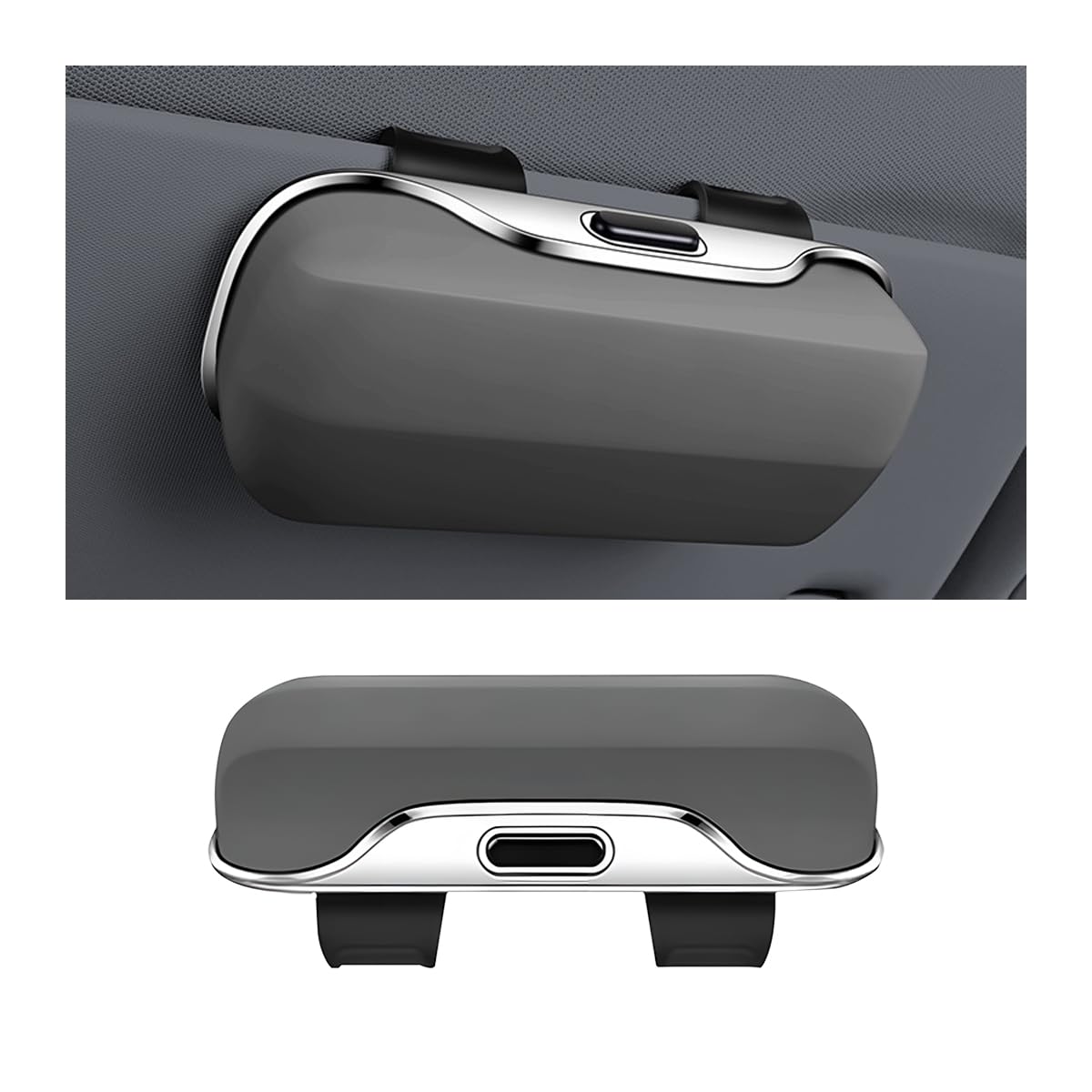 Photo 1 of zipelo Sunglasses Holder for Car Sun Visor, Protective Automotive Eyeglasses Storage Case Hanger, Soft Vehicle Interior Glasses Organizer Box Accessories, Universal for SUV Sedan Truck (Gray)