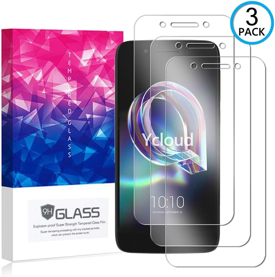 Ycloud [3 Pack Screen Protector for Alcatel Idol 5, [Bubble Free], [9H Hardness], [99.99% transparent] Tempered Glass Screen Protector Compatible for Alcatel Idol 5