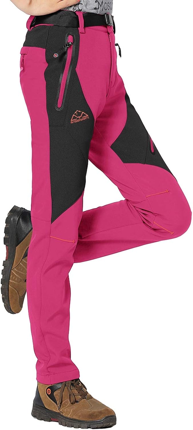 Rdruko Women's Waterproof Windproof Fleece Lined Warm Hiking Ski Snow Insulated Pants: Clothing