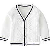 warmstraw Boys Girls School Uniform Cardigan Sweater Soft Cotton V-Neck Soft Cotton Knit Outerwear