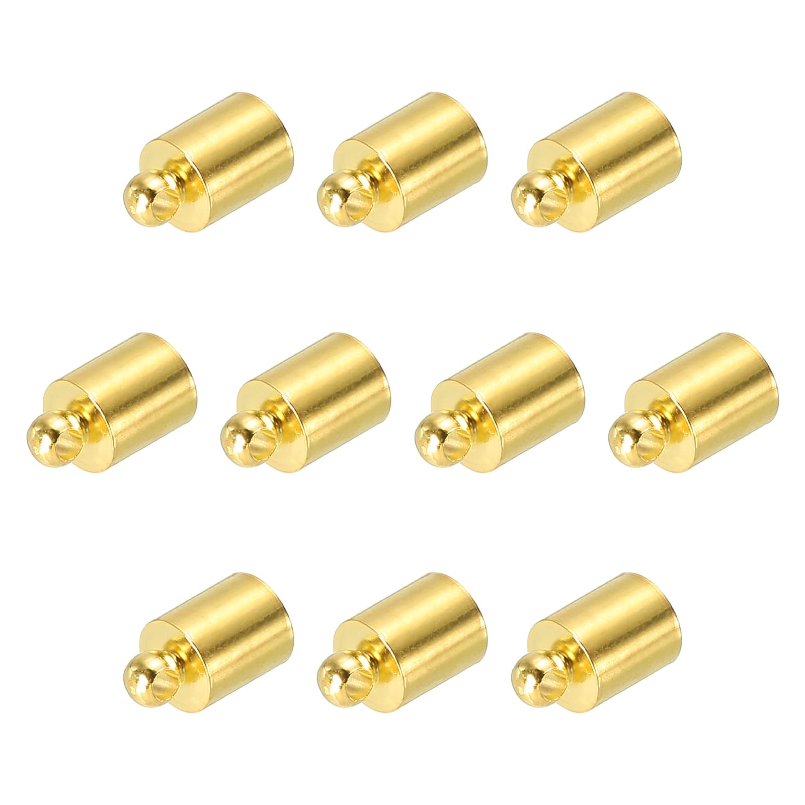 PATIKIL 50Pcs Cord End Caps, 5.6mm End Cap Barrel Beads Kumihimo End Caps Brass for Leather Cord, Tassels, Jewelry Making 10mm Length Gold