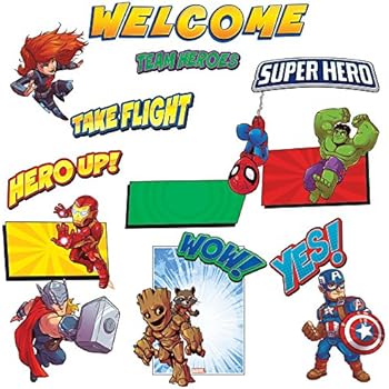Eureka Back to School MarvelAvengers Superhero 'Welcome' Bulletin Board and Classroom Decorations, 24 pc, 17'' W x 24'' L