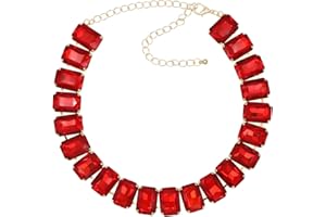 JNF Crystal Rhinestone Choker Collar Necklace For Women Colorful Gemstones Neck Chain Trendy Sparkly Statement Piece Crystal Rhinestone Bib Necklace