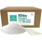 White Sand Candle, 10 lb Pearled Wax with 50 Wicks for DIY Candle Making | Unscented 120&deg;F wax pearls for refillable candles, DIY d&eacute;cor, weddings and events; pour into a vessel and add a wick.