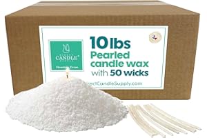 DIRECT CANDLE SUPPLY Snow Pearled Candle with Wicks | Sand Candle Wax kit | 10lbs of Candle Sand with 50 Wicks Included | Unscented Powder Candles for Candle Making, Weddings, and Parties