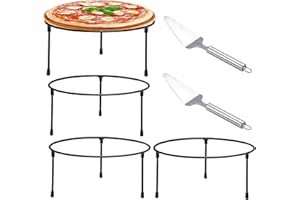 Uppcasir Pizza Stand, Pizza Rack for Table, 8 Inch Width,Pizza Tray Holder with 2 Pizza Cutters, Tabletop Display Racks for Food Platter Tray-Metal Wire Display Stands for Home, Garden and Party, Set of 4