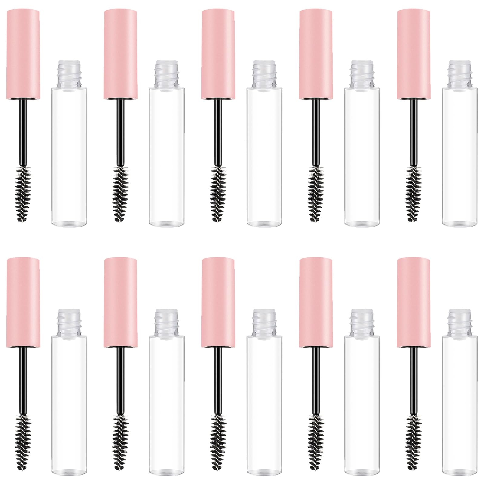 Uonlytech 10pcs Empty Mascara Tube and Wand Bulk Pink Mascara Empty Mascara Tube Mini Mascara Travel Size Eyelash Tube for Home and Travel