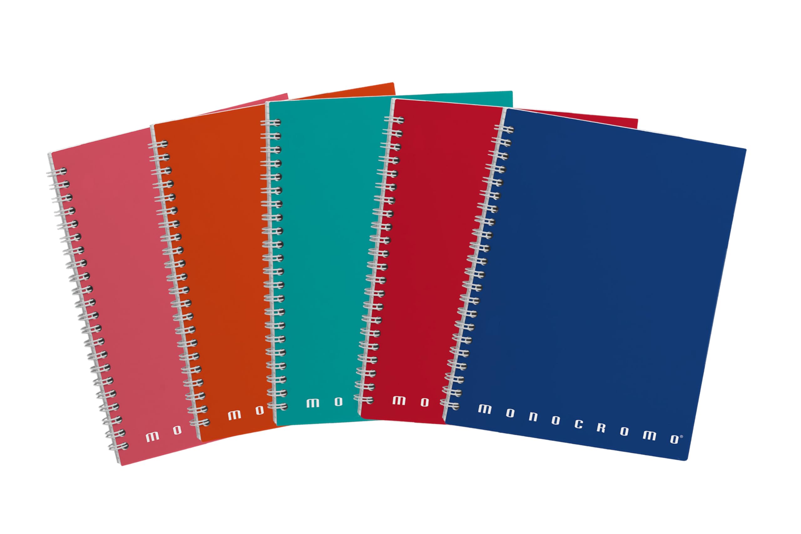 Pigna 02155584M Booklet Maxi Spiral A4 without holes and microperforation, 70 sheets, Pack of 5 [Assorted Colors]