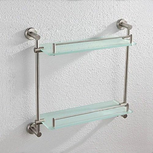 Ueannryer All Copper Bathroom Stand, Glass Shelf, Bathroom Pendant, Towel Rack, Double Layer Cosmetics Rack