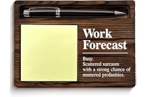 QODMGD Funny Office Sticky Note Holder Humor Work Gifts for Coworkers Employees Going Away Farewell, Work Forecast Post It Note Dispenser for Office Cubicle Desk Decor
