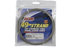 AFW American Fishing Wire 49 Strand, 7x7 Stainless Steel Leader Cable - Strong Heavy Duty Fishing Wire for Shark and Up to 900lb Test