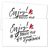 TENTADO Thank You For Your Purchase Cards, 50 pcs, 3.5 in x 2 in, Hearts Pattern, Suitable For Small Business Owners