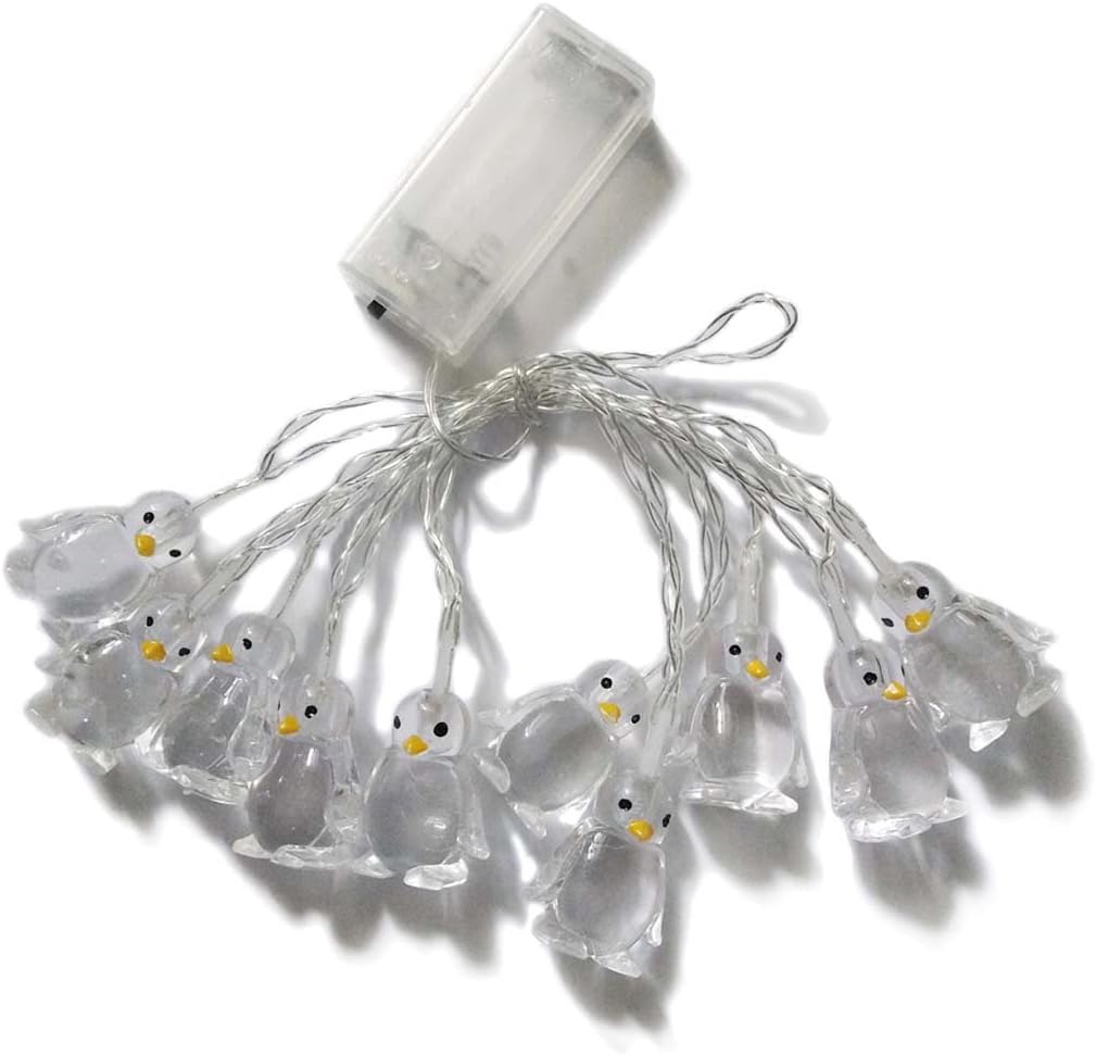 Penfly 1.65M 10LEDs Decorative Penguin Shape Light Romatic Fairy Night Mood Light for Home Indoor Kids Bedroom Party Festival Wedding(White)