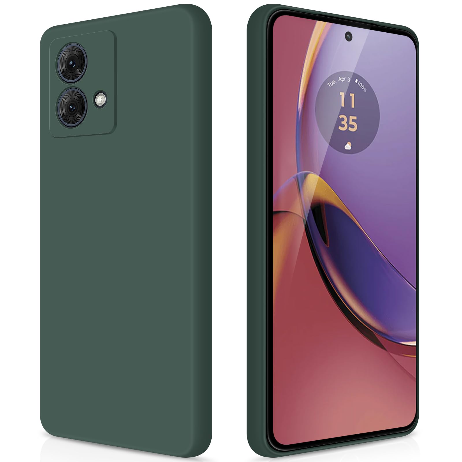 GiiYoon Case Compatible with Motorola Moto G84, Silky-Soft Touch Full-Body Protective Phone Silicone Case, Shockproof Cover with Microfiber Lining, Green — image 1