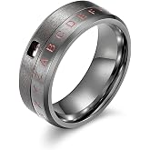 JAJAFOOK Men's Stainless Steel Alphabet Spinner Ring | Decoder Alphabet Number Design, 8mm Width, 316L Stainless Steel, Silver-Tone Finish, Men's Spinner Ring