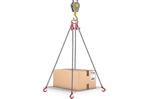 KREIAOER 4 Leg Chain Sling 3/8 Inch x 10 Ft, G80 Heavy Duty Lifting Chain with Hooks, 22046 lbs Sling Chains, Adjustable Length, Industrial Hoist for Construction, Mining, and Logistics (10 Ton/10Ft)