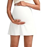 G4Free BareFeel Maternity Tennis Skirt with 2 Pockets Inner Shorts Over The Belly Stretchy Pregnancy Workout Skorts Golf