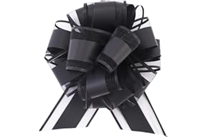 FORBINBO 12 Pieces Gift Wrap Ribbon Pull Bows (6" Wide); Easy and Fast Gift Wrapping Accessory for Christmas Gifts, Bows, Baskets, Wine Bottles Decoration, Gift Wrapping and Decoration Present. (Black)