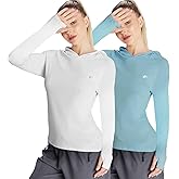 FULAIDE Women's UPF 50+ UV Sun Protection Hoodie, Long Sleeve Outdoor Athletic Shirt with Thumb Holes, 1/2 Pack