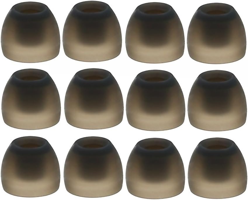 12pcs (TRS-B) Small (S) Replacement Ear Adapters Earbuds Ear Tips for in Ear Earphones with 4.9mm to 6.3mm Nozzle Attachment