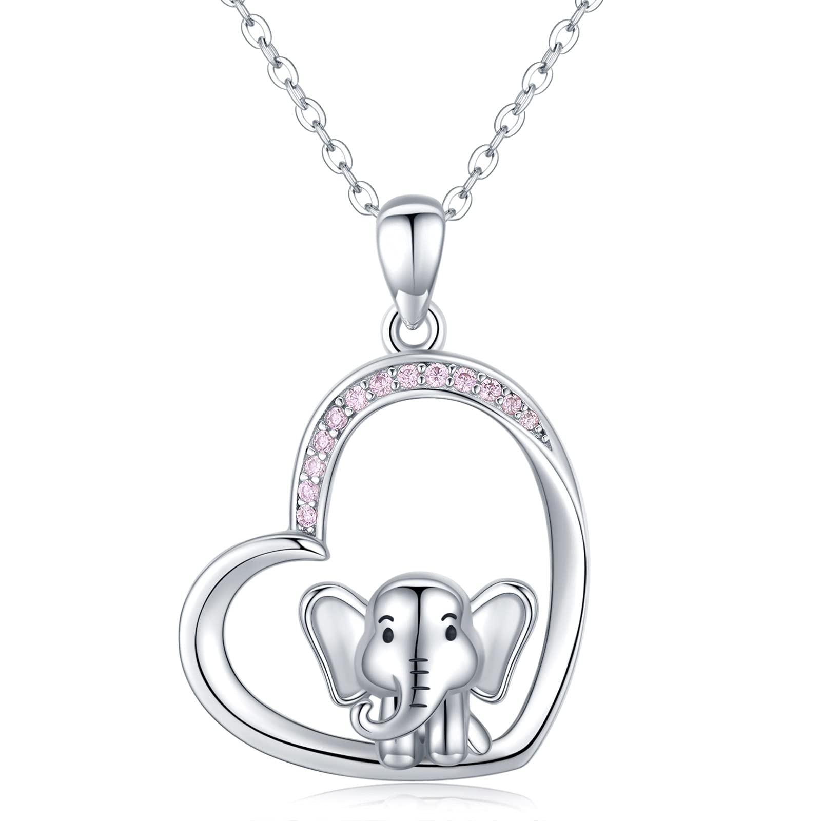 Midir&Etain Elephant Necklace 925 Sterling Silver Elephant Pendant Necklace Cute Animal Necklace Jewellery Elephant Gifts for Women Girls