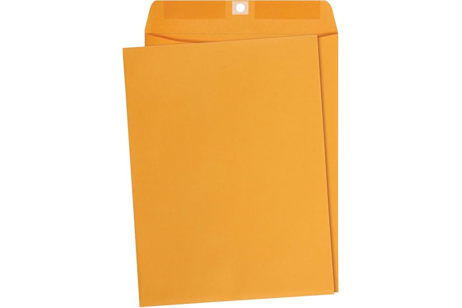 Amazon Basics Clasp Kraft Envelopes for Documents, Gummed Mailing Envelope, 9" x 12", 100-Pack