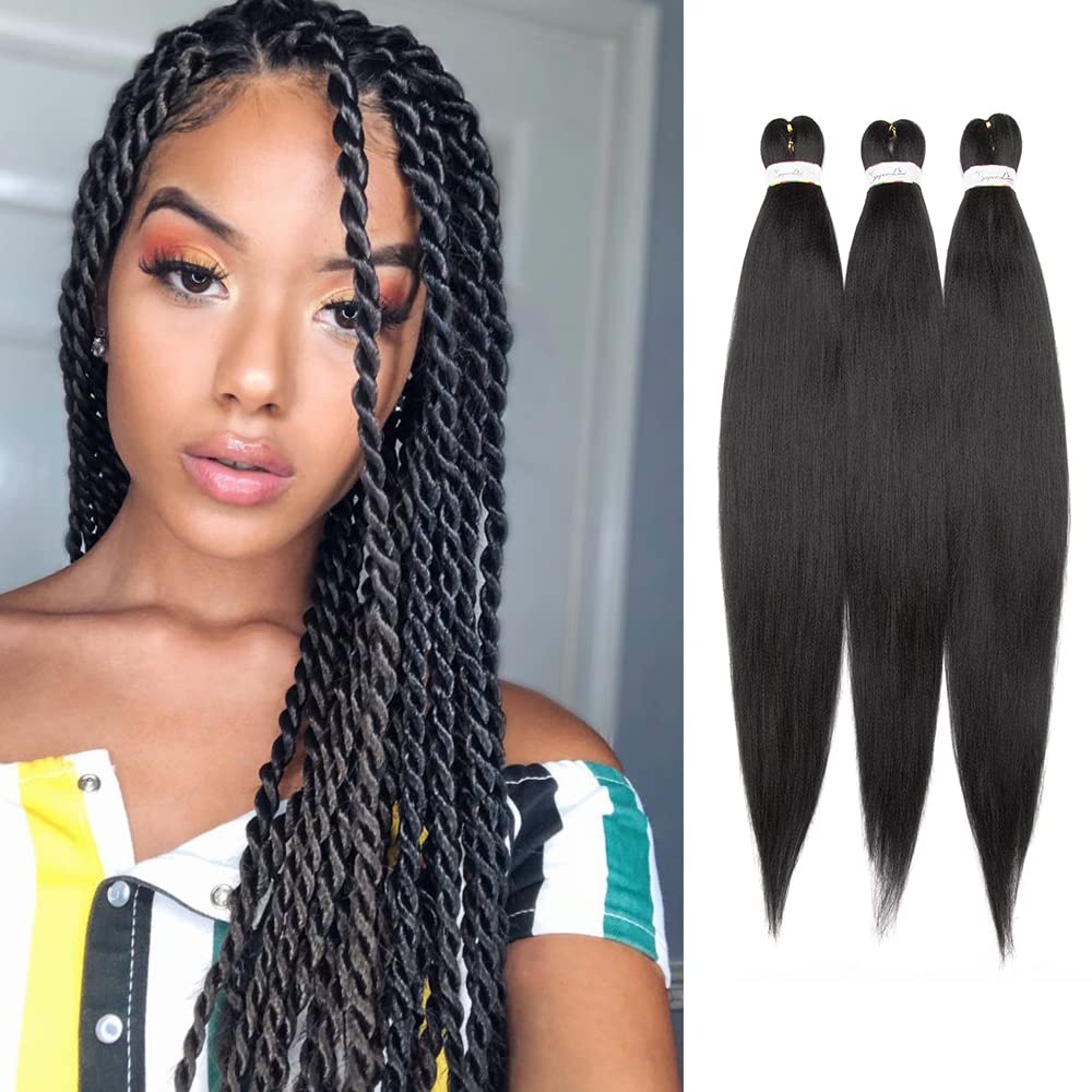 26" Pre Stretched Braiding Hair Professional Hot Water Setting Synthetic Fiber Crochet Braids Braiding Hair Extensions Twist Braid 3 Bundles/Lot Dark Brown