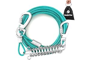 Tie Out Cable for Dogs, 10FT Dog Leads for Yard Chew Proof, Heavy Duty Dog Tie Out Cable for Large Dogs Up to 126lbs, Durable