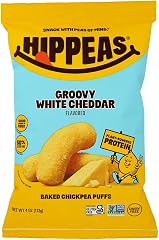 Hippeas Chickpea Puffs, Vegan White Cheddar, 4 Ounce (Pack of 1), 4g Protein, 3g Fiber, Vegan, Gluten-Free, Crunchy, Plant Pr