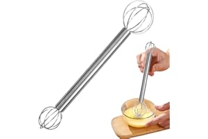 Miso Stirrer | Stainless Steel Double-Head Miso Paste Stirrer,Ergonomic Food Grade Mixing Tool for Batters Stirring Soup Sauc