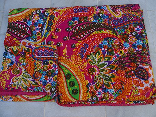 UPC 728584167598, Tribal Asian Textiles Indian Reversible Kantha Quilt Handmade Bedspread Twin Size Throw Paisley Print